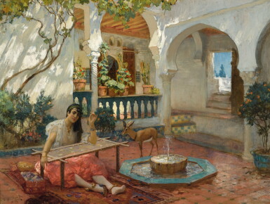 View full screen - View 1 of Lot 101. FREDERICK ARTHUR BRIDGMAN | THE WEAVER.