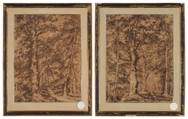 View full screen - View 1 of Lot 1555. Two studies of a path through a dense forest.