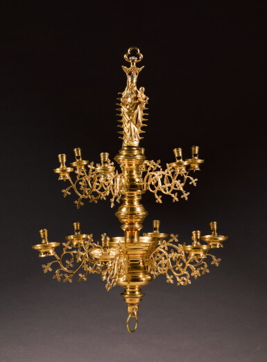 View full screen - View 1 of Lot 45. Spindle Chandelier with the Virgin and Child.