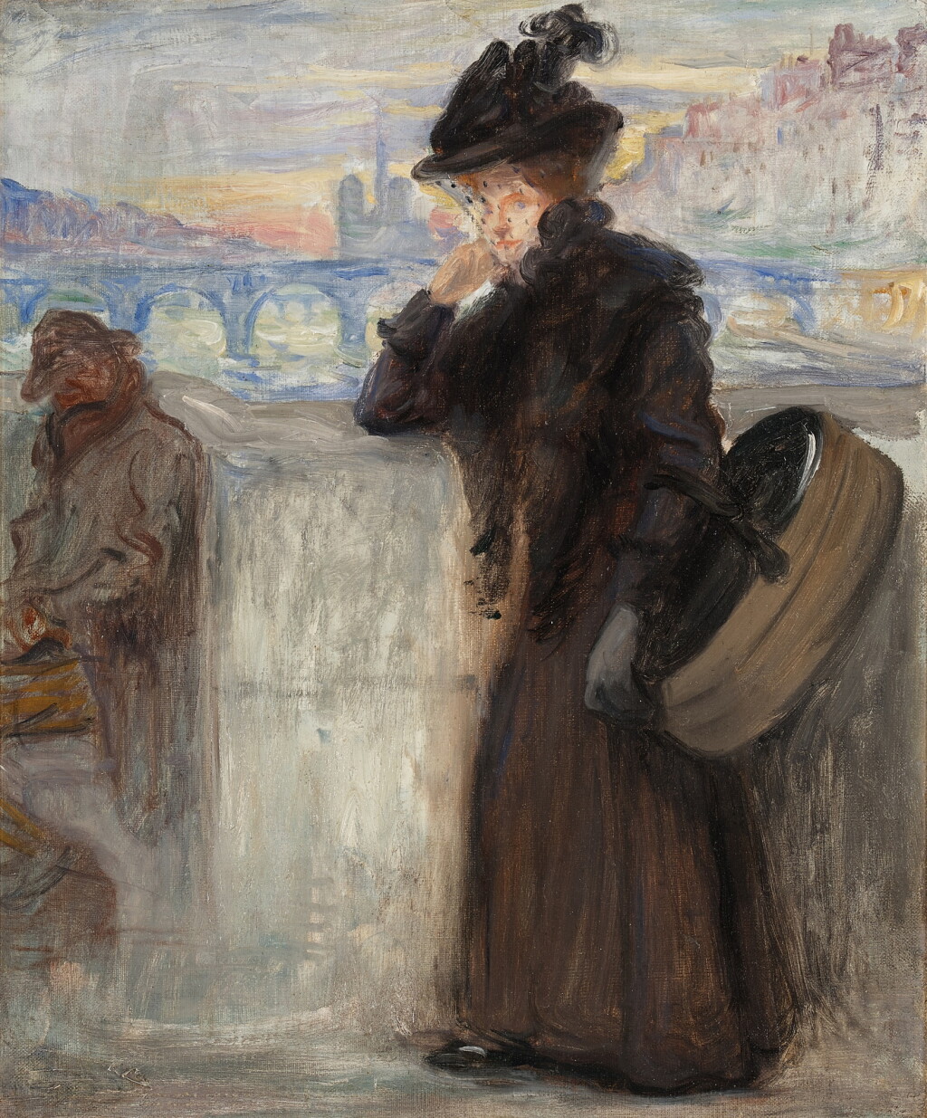 View full screen - View 1 of Lot 126. Femme en noir sur un pont de la Seine.