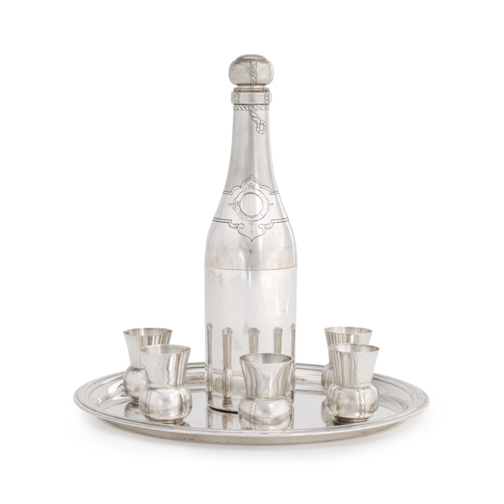 View full screen - View 1 of Lot 3. 'Champagne Cocktails': a French novelty electroplate cocktail set, Dupouy Frères, circa 1930.