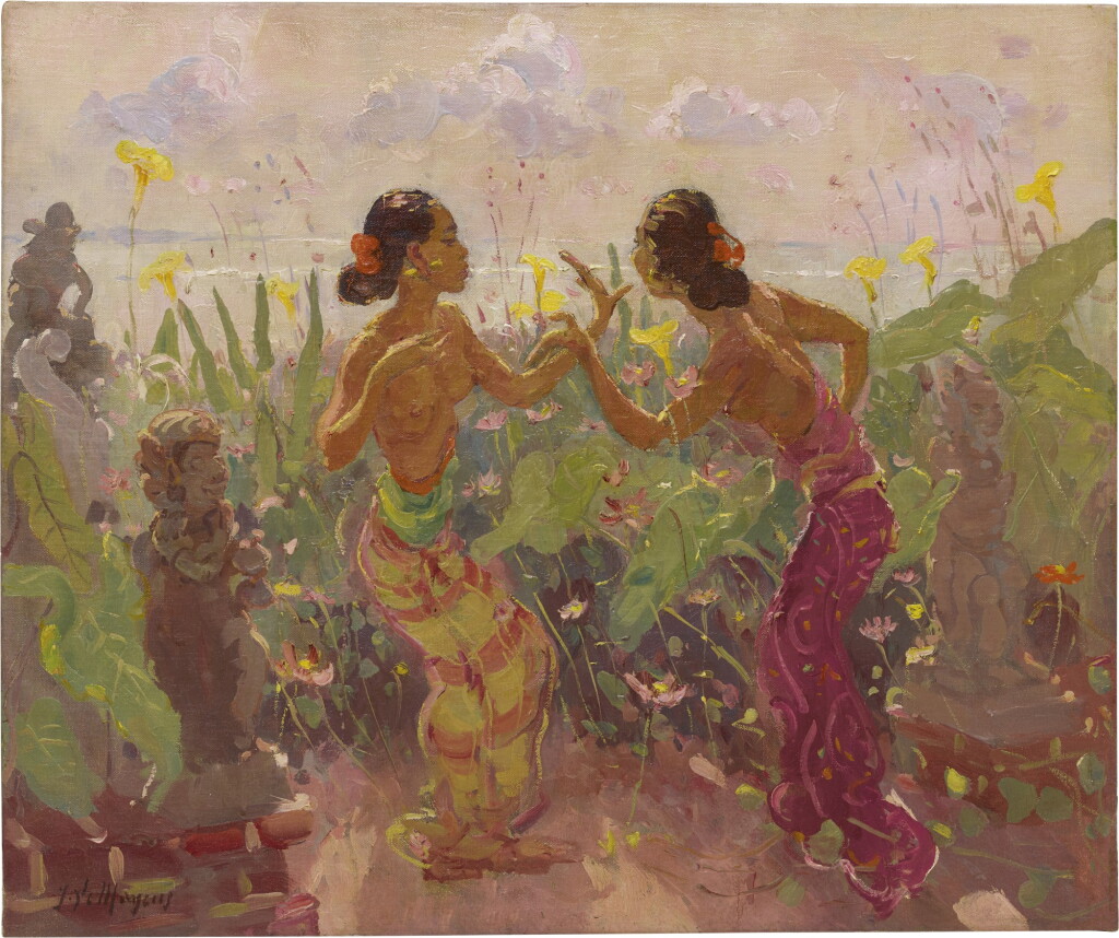View full screen - View 1 of Lot 1058. ADRIEN-JEAN LE MAYEUR DE MERPRÈS 勒邁耶 | TWO WOMEN DANCING IN THE GARDEN 園中倆舞者.