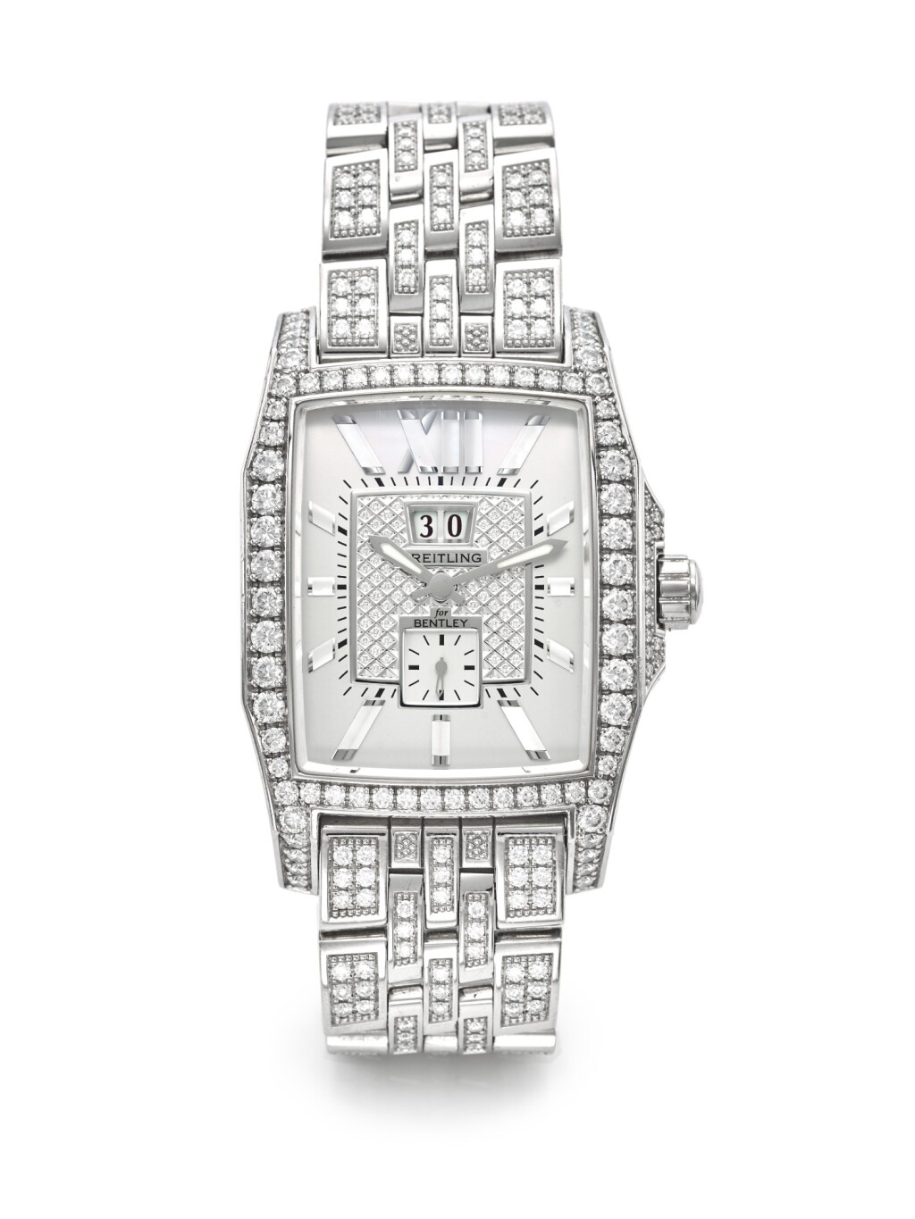 View full screen - View 1 of Lot 92. BREITLING | REF J1636263 BENTLEY FLYING B NO. 3, A LIMITED EDITION WHITE GOLD AND DIAMOND SET AUTOMATIC WRISTWATCH WITH DATE BRACELET AND MOTHER OF PEARL INDEXES CIRCA 2008.