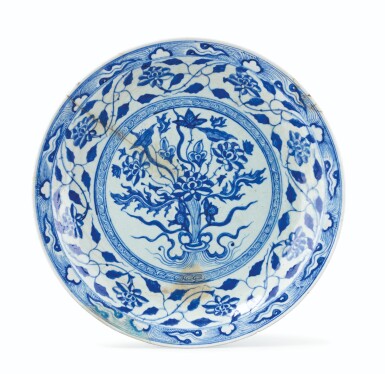 View full screen - View 1 of Lot 180. A Large Blue and White Pottery Dish, Persia, circa 1600.