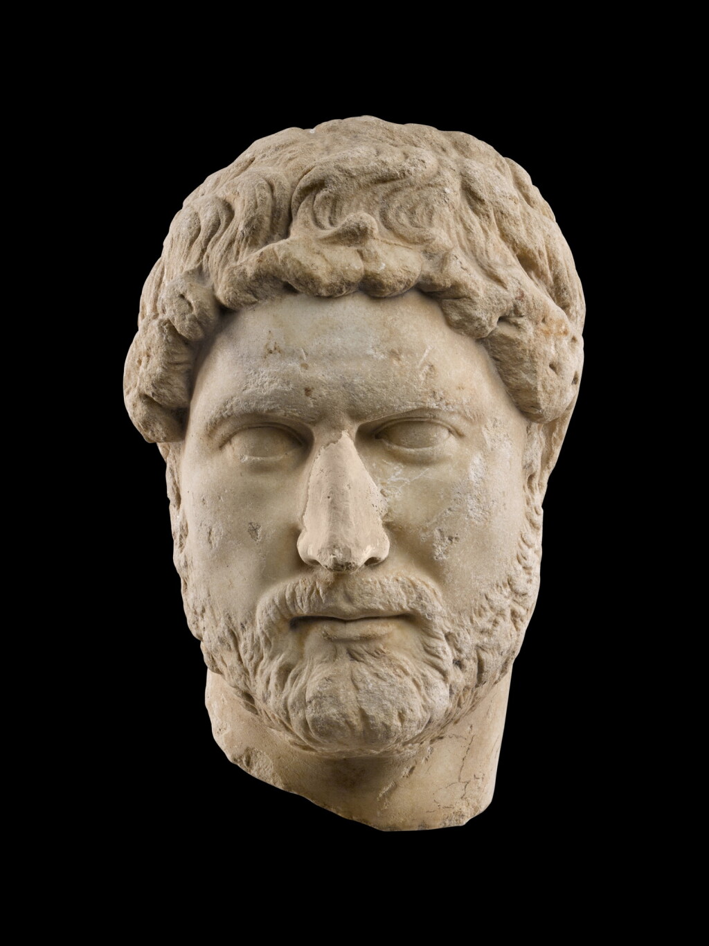 View full screen - View 1 of Lot 16. A Roman Marble Portrait Head of Hadrian, circa 130 A.D..