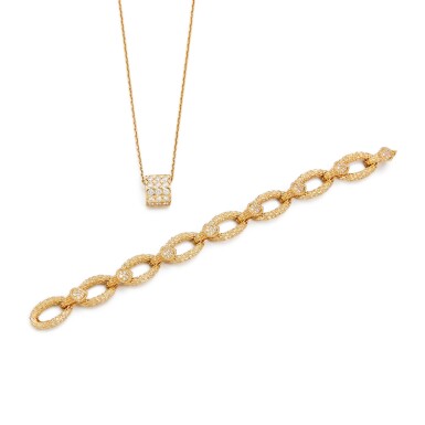 View full screen - View 1 of Lot 1661. Diamond Bracelet; and Pendent Necklace | 寶詩龍 | 鑽石手鏈; 及 項鏈.