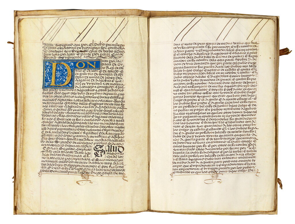 View full screen - View 1 of Lot 6. Carta executoria for Diego Garcia Barredo, Valladolid, 31 June 1534, limp vellum wrapper.