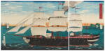 Utagawa Yoshikazu (active circa 1848-1870) | An American Steamship: Measuring Two Hundred and Sixty Feet Long and Forty Feet Wide (Amerika jokisen, nagasa yonjuken, haba rokken) | Edo period, 19th century