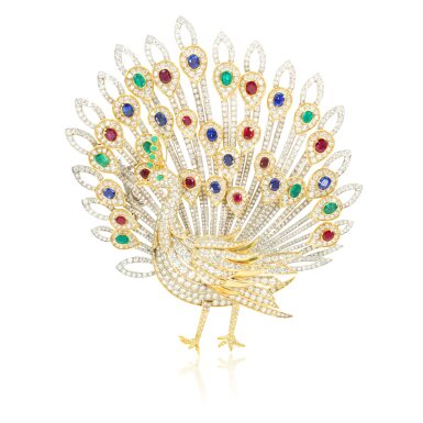 View full screen - View 1 of Lot 807. Gem set and diamond brooch, Ellagem.