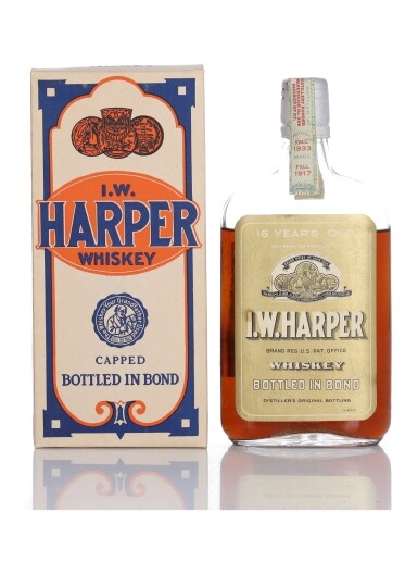 View full screen - View 1 of Lot 198. I.W. Harper 16 Year old 100 Proof 1917 (1 Bottle Pint).