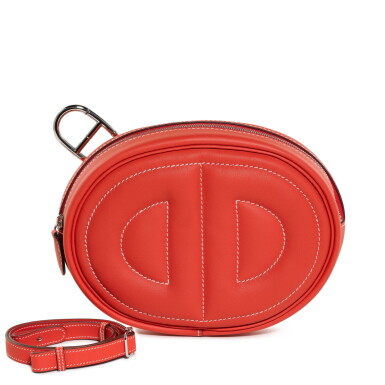 View full screen - View 1 of Lot 1373. Rouge Pivoine and Capucine Swift In-The-Loop Belt Bag Palladium Hardware, 2021.