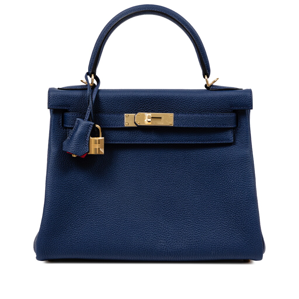 View full screen - View 1 of Lot 381. Bleu Saphir and Rose Mexico Togo HSS Kelly 28 Retourné Permabrass Hardware, 2025.