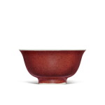 An exceptionally rare and important sacrificial-red-glazed bowl, Mark and period of Xuande | 明宣德 祭紅釉盌 《大明宣德年製》款
