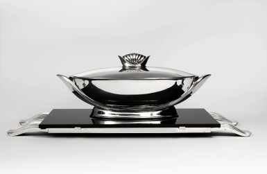 View full screen - View 1 of Lot 41. An Art Deco French Silver Soup Tureen, Cover, and Stand, Jacques & Pierre Cardeilhac, Paris, Circa 1920-45.