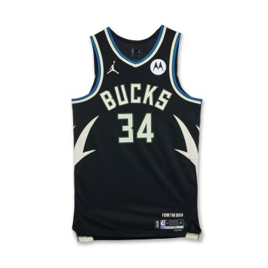 View full screen - View 1 of Lot 92. Giannis Antetokounmpo Milwaukee Bucks 2024-2025 Game Worn Statement Edition Jersey | Matched to 2 Games | Double-Double.