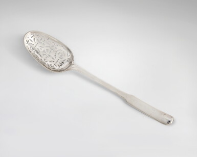 View full screen - View 1 of Lot 522. A Louis XIV Silver Olive Spoon, Jérôme Sergent, Paris, 1707-08.