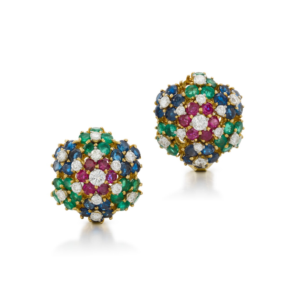 View full screen - View 1 of Lot 58. Gem-set Ear Clips.