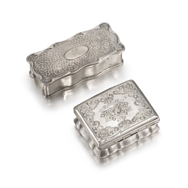 View full screen - View 1 of Lot 90. A group of six silver boxes, various dates and makers.