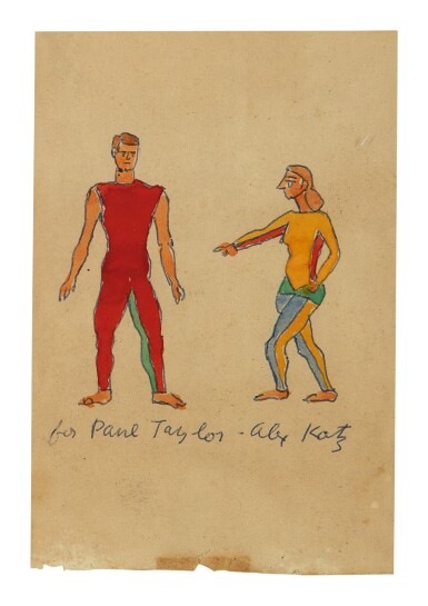 View full screen - View 1 of Lot 149. ALEX KATZ | UNTITLED (TWO FIGURES IN RED AND YELLOW).