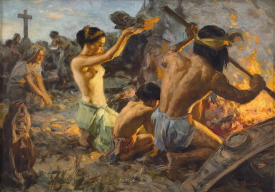 View full screen - View 1 of Lot 255. Fernando Cueto Amorsolo 阿莫索羅 | Burning of the idols 焚燒偶像.