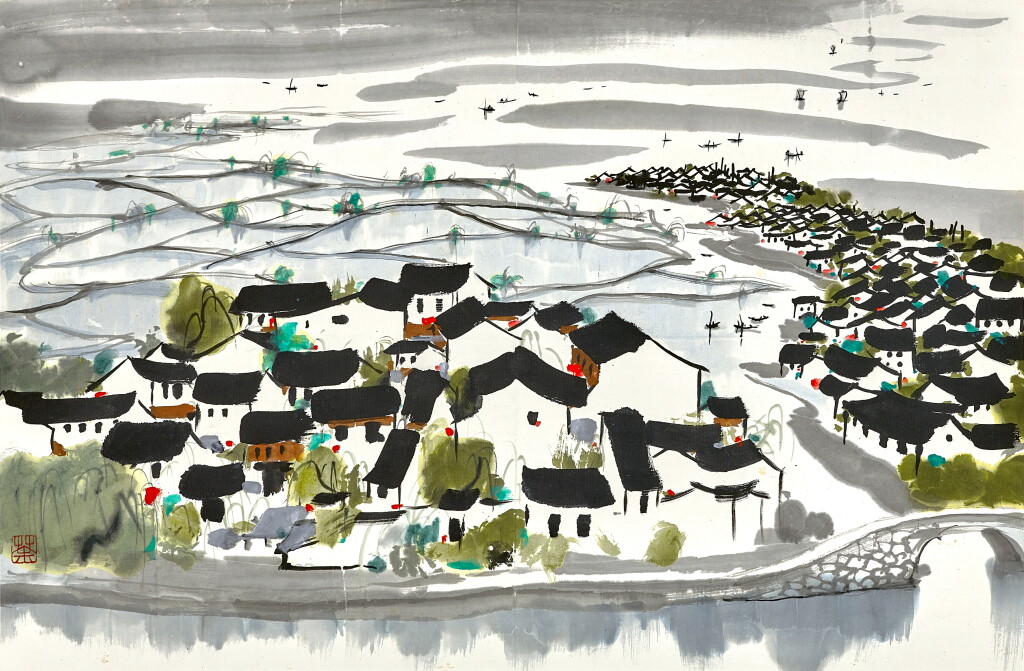 View full screen - View 1 of Lot 6055. 吳冠中 魯迅故鄉 | Wu Guanzhong, The Hometown of Lu Xun.