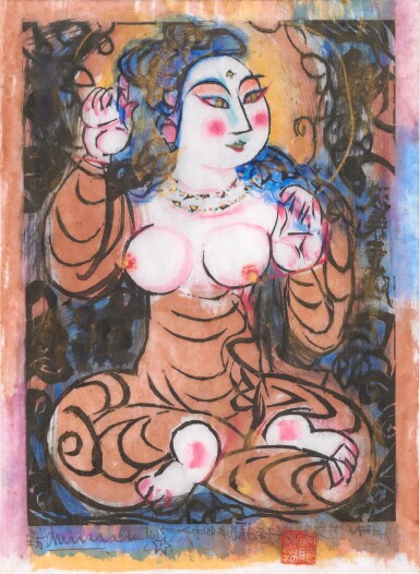 View full screen - View 1 of Lot 132. Munakata Shiko (1903-1975) | Seated female figure | Showa period, 20th century.