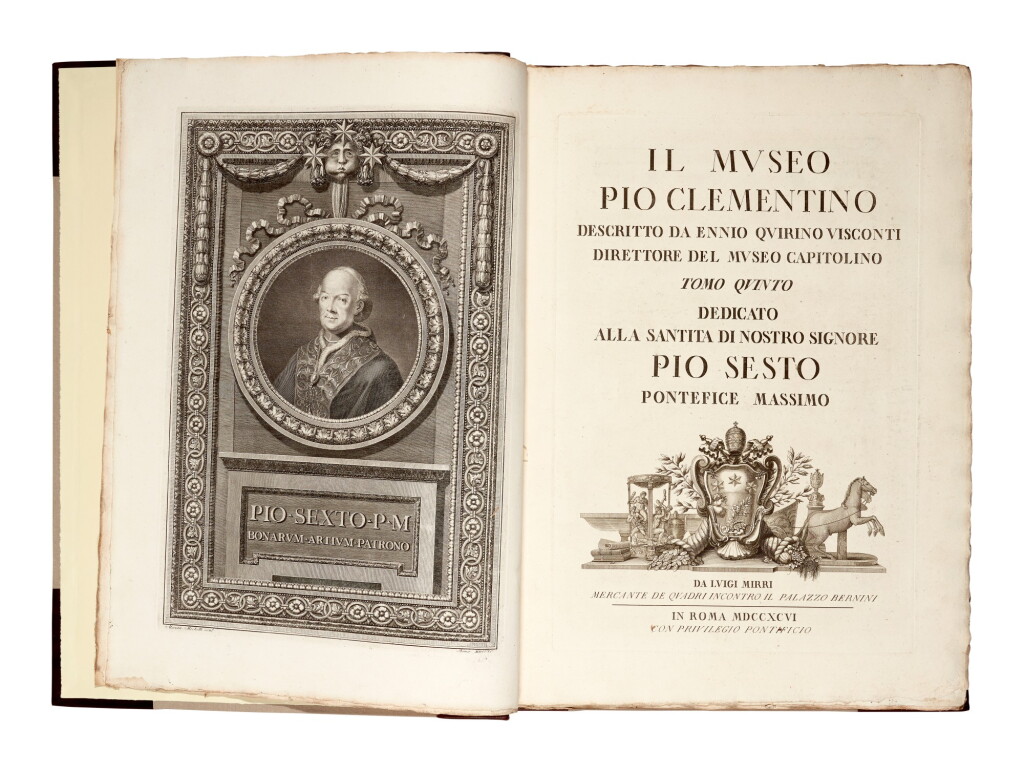 View full screen - View 1 of Lot 262. Visconti, Il museo Pio-Clementino, Rome, 1782-1807, 7 volumes, later half calf.
