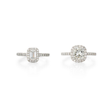 View full screen - View 1 of Lot 675. Diamond Ring and Diamond Ring | 蒂芙尼 | 鑽石戒指 及 鑽石戒指.