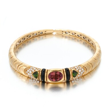 View full screen - View 1 of Lot 166. Marina B, Onyx, tourmaline and diamond necklace (Marina B, Collana in onice, tormalina e diamanti).