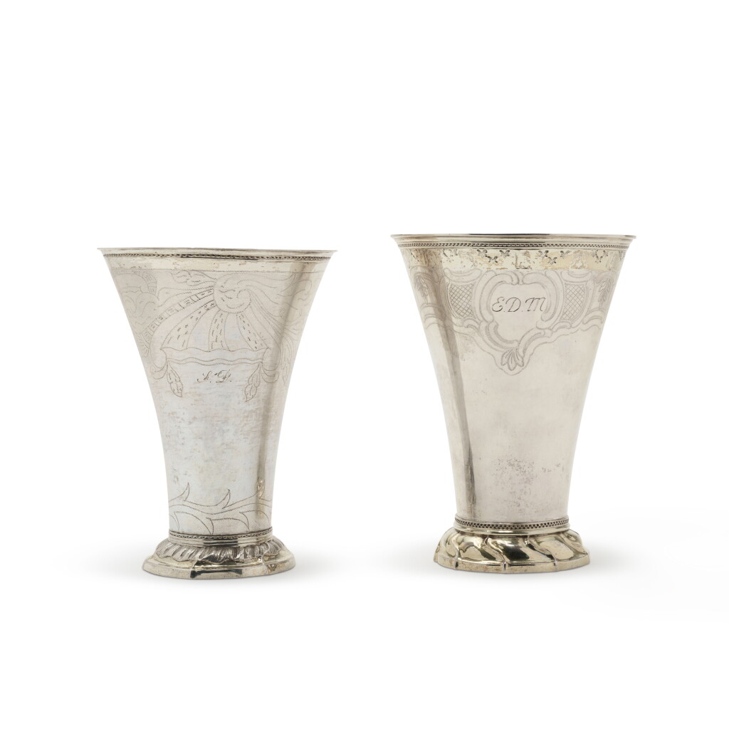 View full screen - View 1 of Lot 1115. Two Swedish Parcel-Gilt Silver Beakers, Simson Ryberg, Stockholm, and Magnus Hultgren, Sala, 1780 and 1775.