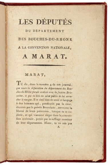View full screen - View 1 of Lot 218. French Revolution | A collection of 4 pamphlets and 5 medals relating to Jean-Paul Marat and Joseph Chalier, 1793.