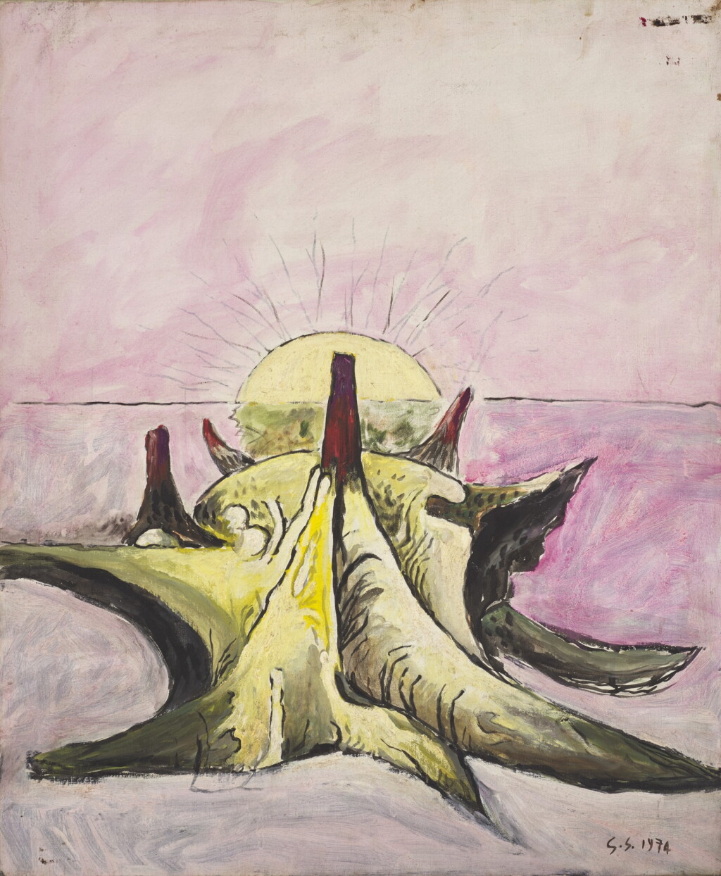 View full screen - View 1 of Lot 64. GRAHAM SUTHERLAND | HORNED FORM PINK SKY.