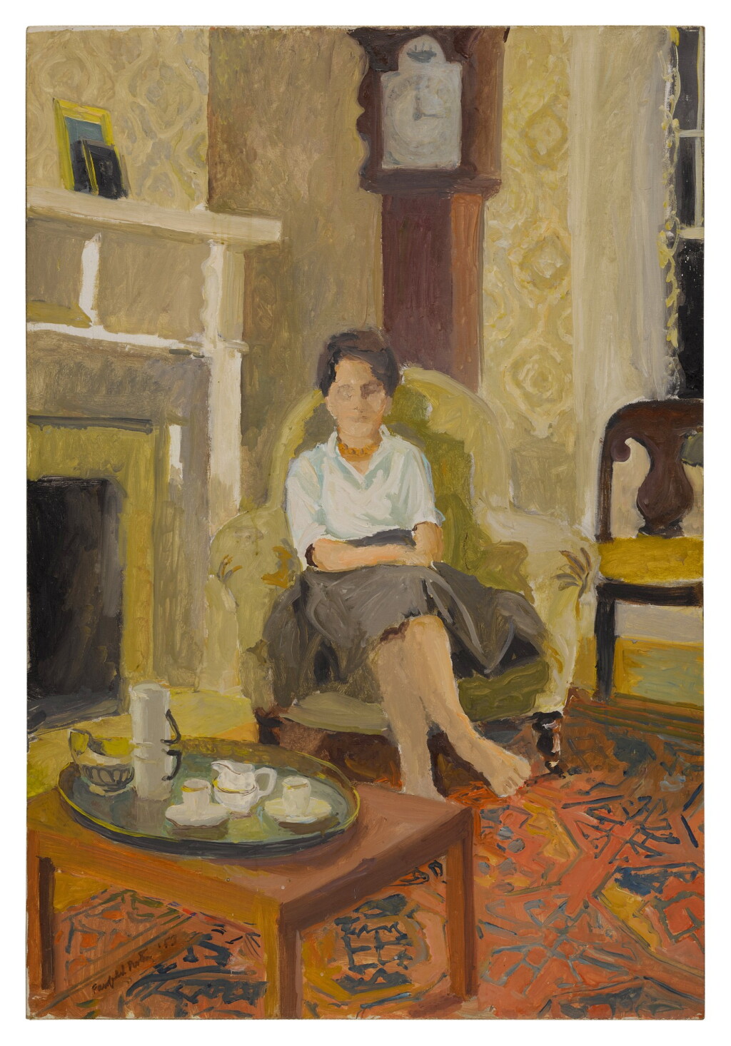 View full screen - View 1 of Lot 207. Portrait of Edith Schloss in Porter's Southampton Parlor.