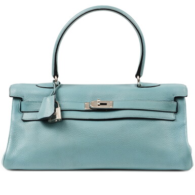 View full screen - View 1 of Lot 412. Bleu Ciel Clémence JPG Shoulder Kelly 42 Palladium Hardware, 2009.