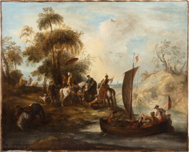 View full screen - View 1 of Lot 33. Falcon Hunt | La chasse au faucon.