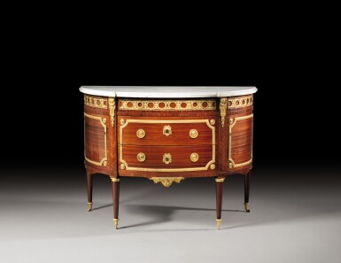 View full screen - View 1 of Lot 193. A LOUIS XVI SATINÉ COMMODE, ATTRIBUTED TO CHARLES TOPINO | COMMODE EN PLACAGE DE SATINÉ D'ÉPOQUE LOUIS XVI, ATTRIBUÉE À CHARLES TOPINO.
