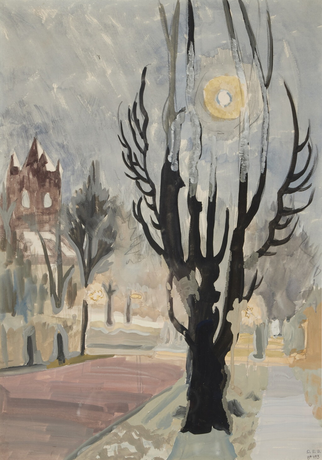 View full screen - View 1 of Lot 632. Black Tree and Setting Sun.