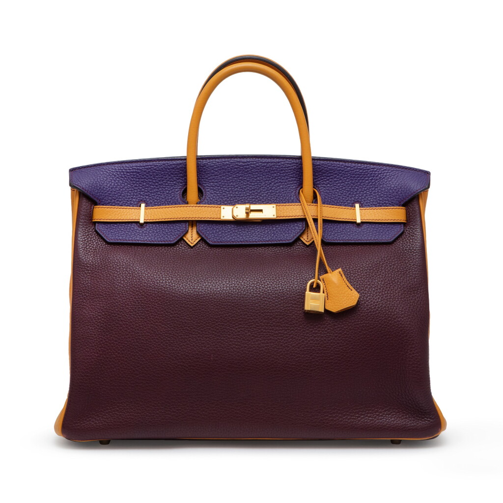 View full screen - View 1 of Lot 83. Raisin, Ultraviolet, and Moutarde Clemence HSS Birkin 40 Brushed Gold Hardware, 2013.