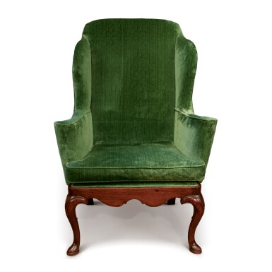 View full screen - View 1 of Lot 237. A QUEEN ANNE WALNUT WING ARMCHAIR, CIRCA 1715.