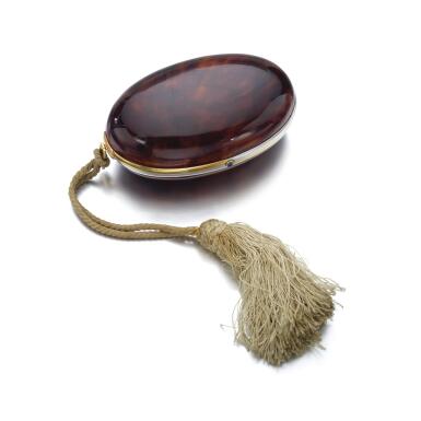 View full screen - View 1 of Lot 155. TORTOISESHELL AND SAPPHIRE LADY'S EVENING BAG, BULGARI.