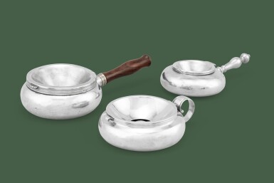 View full screen - View 1 of Lot 317. Three Neapolitan silver spittoons, 18th century | Trois crachoirs en argent, Naples, XVIIIe siècle.