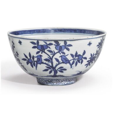 View full screen - View 1 of Lot 515. A RARE DATED BLUE AND WHITE 'BIRDS' BOWL, JIAJING MARK AND PERIOD, DATED BINGYIN YEAR, CORRESPONDING TO 1566.