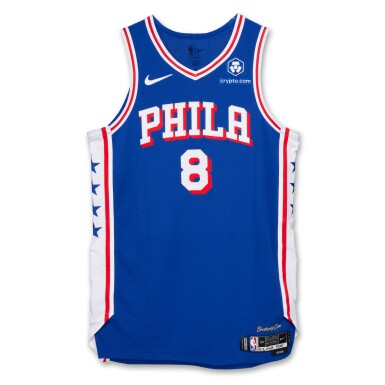 View full screen - View 1 of Lot 108. Paul George Philadelphia 76ers 2024-2025 Game Worn Icon Edition Jersey .