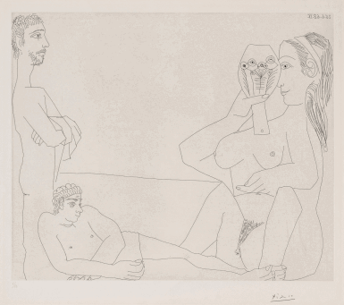 View full screen - View 1 of Lot 613. Sur la plage, femme au miroir et deux baigneurs, from the 347 Series.