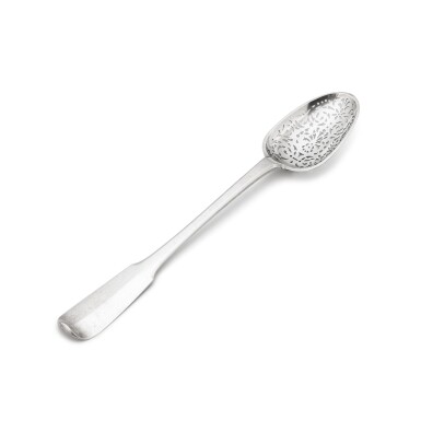 View full screen - View 1 of Lot 112. A silver olive spoon, Nicolas Jourdain, Langres, circa 1740 | Cuillère à olives en argent par Nicolas Jourdain, Langres, vers 1740.