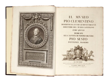 View full screen - View 1 of Lot 262. Visconti, Il museo Pio-Clementino, Rome, 1782-1807, 7 volumes, later half calf.