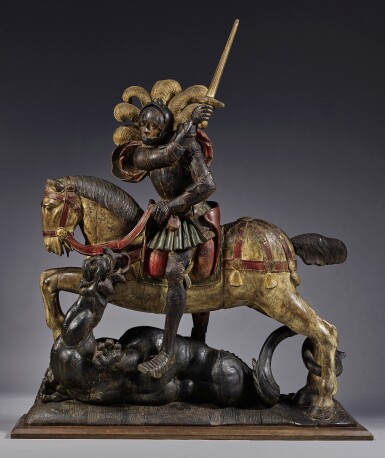 View full screen - View 1 of Lot 168. BURGUNDIAN NETHERLANDS, EARLY 16TH CENTURY | ST. GEORGE AND THE DRAGON.