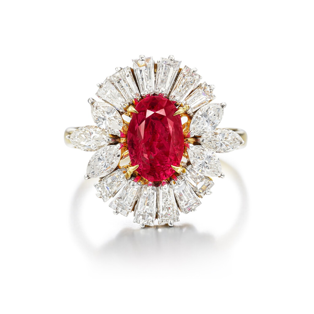 View full screen - View 1 of Lot 1853. Ruby and Diamond Ring | 天然 「緬甸」未經加熱紅寶石 配 鑽石 戒指 (紅寶石重約2.03克拉).
