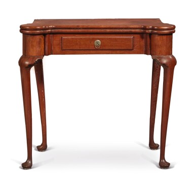 View full screen - View 1 of Lot 45. Very Fine and Rare Queen Anne Figured Mahogany Turret-Top Games Table, Boston, Massachusetts, circa 1740.