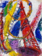 Gouache préparatoire pour la lithographie originale M. 524 (Cirque, Paris, Teriade Editeur 1967)